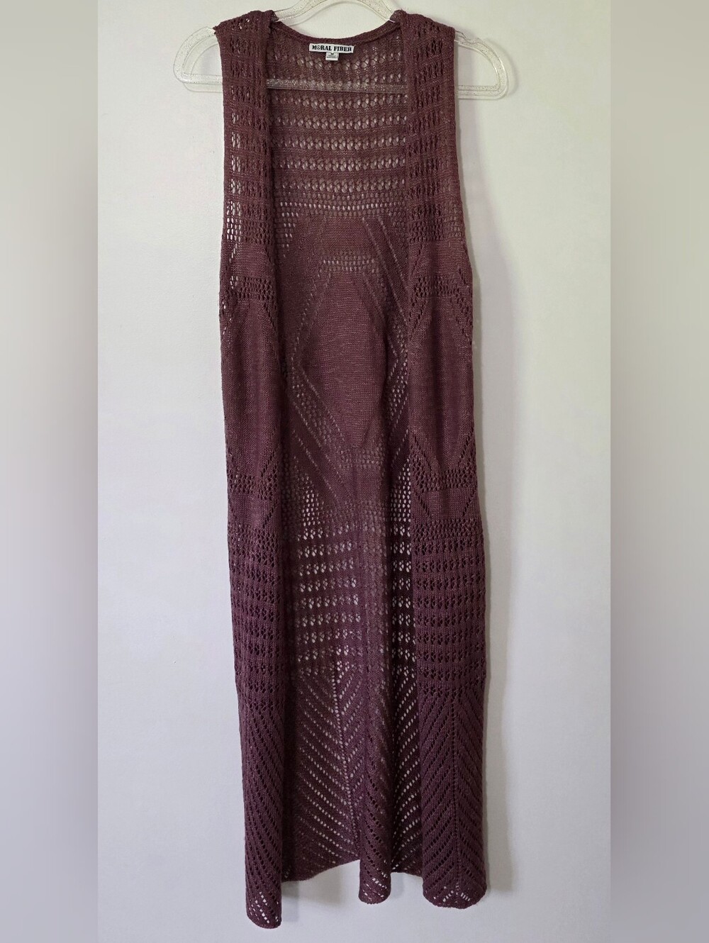 Moral Fiber Sleeveless  Duster Cardigan Crochet Boho Hippie Earthy Grunge Medium
